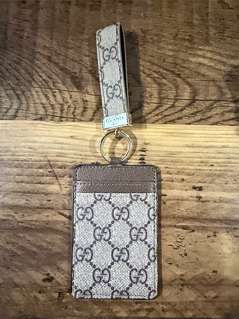 Supreme ID Card Case Lanyard in Brown & Gray